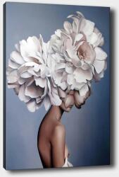  Virágos Nő Vászonkép - Modern Portré - 50x70 cm