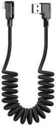 Mcdodo CA-7300 USB-A Apa 90° - Lightning Apa 90° 2.0 Spirálos Adat és Töltő Kábel - 1.8 m, Fekete