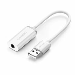 UGREEN Преходник Ugreen US206, от USB-A(м) към Jack 3.5mm(ж), бял (UGREEN-30712)