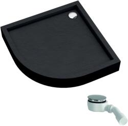 Schedline Favory Plus Black Stone cădiță de duș semicirculară cu sifon 90x90 cm negru 3ST. F1O-9090/C/ST (3STF1O9090CST)