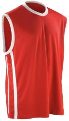SPIRO Férfi gyors szárítású ujjatlan kosárlabda póló XL fehér|színes|vörös