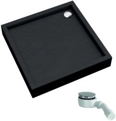 Schedline Favory Plus Black Stone négyzet alakú zuhanytálca szifonnal 90x90 cm fekete 3ST. F1K-9090/C/ST (3STF1K9090CST)