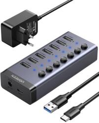 UGREEN 7 az 1-ben adapter Hub USB-C 7x USB-A 3.0 12V 2A fekete (90307) (UG90307) (UG90307)