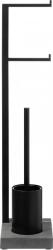 blomus Suport pentru hârtie igienică plus perie de WC Menoto 72 cm negru (66311)