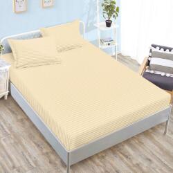Pucioasa Husa de pat cu 2 fete perna din damasc policoton crem pentru saltele 160x200 și 180x200