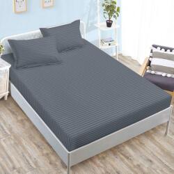 Pucioasa Husa de pat cu 2 fete de perna din damasc policoton antracit pentru saltele 160x200 și 180x200