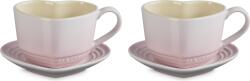 Le Creuset Cești pentru cafea Heart 220 ml roz deschis cu farfurioare 2 buc (89318227770099)