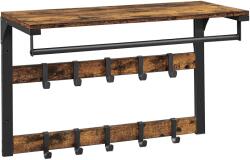 VASAGLE Fali kabáttartó polccal, 65 x 42 x 30 cm, rusztikus barna (LCR101B01)