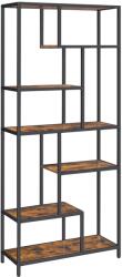 VASAGLE Könyvespolc, 6 szintes könyvespolc 30 x 80 x 180 cm, rusztikus barna és fekete (LLS119B01)