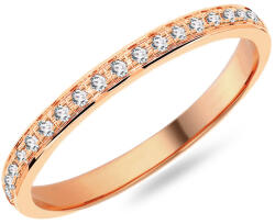  Női karikagyűrű moissanittal 2 mm, rózsaszín arany IZKR016R-F-MS