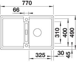 BLANCO ADIRA 45 S-F Silgranit mosogatótálca, vulkánszürke tart. , excenterrel (527596)