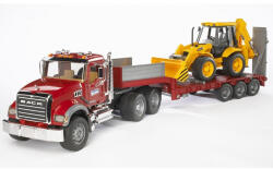  MACK Granite alacsony alvázú teherautó JCB 4CX kotrógéppel