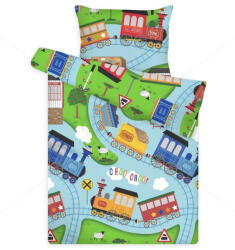  Gyermek paplan, párna garnitúra, Vonatos (90×140 cm 40×50 cm)