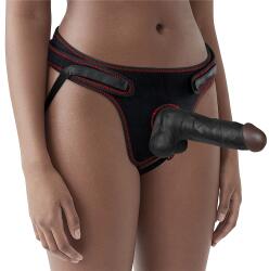 Lovetoy Strap-on Easy cu Dildo Detasabil, Negru, 20 cm