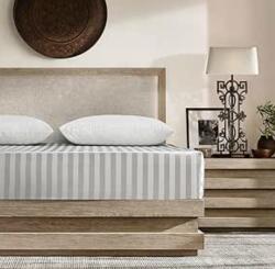 Luofanfei Cearceaf 140A 200 cm Satin crem cu Dungi , Respirant, Elastic Integral, Bonnet 15, 30 cm (b0ct5lj9m3) Lenjerie de pat