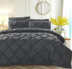 Luofanfei Set husa pilota pliuri (pleated) din microfibra, neagra, set dublu 220 240 cm + 2 fete perna 65 65 cm, cu fermoar (b0ct2rptf1) Lenjerie de pat