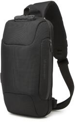 WOZINSKY Premium válltáska egy vállra, lopásbiztos, rendezővel és USB-vel - fekete
