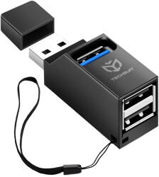 Techsuit - Mini Dokkoló Állomás EchoLink 3 az 1-ben (H11) - USB-ről 2x USB 2.0-ra, 1x USB 3.0-ra - Fekete