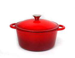 Newalor Zománcozott Öntöttvas piros lábas, fedővel és fém fogóval 5lit, 26cm (NW34)