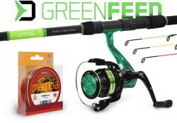 Delphin GreenFEED feeder szett Delphin WASABI Feeder NXT horgászbot + Delphin ELIXIR 3T orsó + MAMBA Feeder / Fire | 0, 20mm 3, 5kg 300m (101002638)