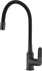 INVENA JOGA PLUS egykaros álló konyhai mosogató csaptelep flexibilis / hajlítható kifolyócsővel, fekete színű kivitel, waterplating bevonat, BZ-32-P04-C