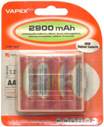 Vapex 4 db AA méretű NiMH ceruza akkumulátor 1.2V 2900mAh akkutartó (104079)