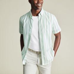 Charles Tyrwhitt Non-Iron Stretch Poplin Slub Shirt - Aqua Green - Slim fit | L