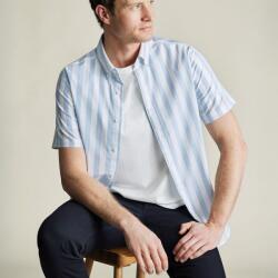 Charles Tyrwhitt Non-Iron Stretch Poplin Slub Shirt - Sky - Slim fit | XL