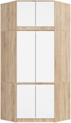 AKORD S100 Sarok Ruhásszekrény Sonoma Tölgy Fehér Felépítménnyel