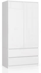 AKORD CLP Magasfényű Fehér Ruhásszekrény 2 Ajtóval és 2 Fiókkal