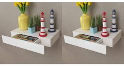 Bútor-market 2 db fehér lebegő fali polc fiókkal 48 cm