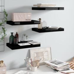 Bútor-market 4 db magasfényű fekete mdf lebegő fali polc 40 x 23 x 3, 8 cm