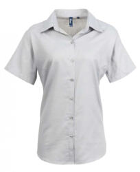 Premier Női Premier PR336 Women'S Short Sleeve Signature Oxford Blouse -M, Silver