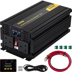 VEVOR Invertor cu unda sinusoidala modificata 2000W Convertor de tensiune DC 24V la AC 240V Convertor de curent cu invertor de putere continua Telecom (Inversor de Corriente 2000W)