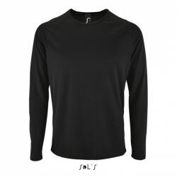 SOL'S Férfi póló SOL'S SO02071 Sol'S Sporty Lsl Men - Long-Sleeve Sports T-Shirt -S, Black