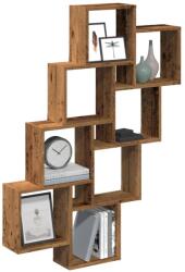 Bútor-market Antik fa színű szerelt fa fali kocka polcok 90x15x119, 5 cm