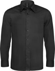 Kariban Férfi ing Kariban KA529 Long-Sleeved Cotton/Elastane Shirt -XS, Black