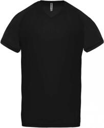 Proact Férfi póló Proact PA476 Men’S v-neck Short Sleeve Sports T-Shirt -S, Black