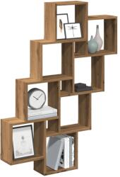 Bútor-market Kézműves tölgy színű szerelt fa fali kocka polcok 90x15x119, 5cm