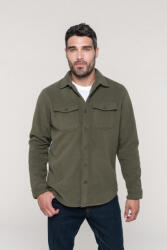 Kariban Férfi pulóver Kariban KA582 Sherpa-Lined Fleece Overshirt -M, Dark Khaki/Storm Grey