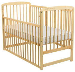 BabyNeeds - Patut din lemn Ola 120x60 cm, Cu laterala culisanta, Din lemn de pin, Stabil si rezistent, Inaltime saltea reglabila (BOOLA03NT)