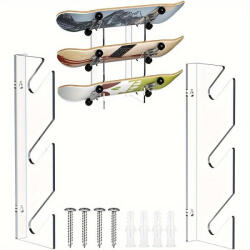  Akril Gördeszkakihelyező Állvány - Falra Szerelhető Vízszintes Gördeszka, Snowboard Tartó