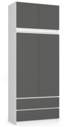 AKORD CLP Magasított Ruhásszekrény Laminált Fehér-Szürke