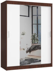 AKORD CLP Tolóajtós Szekrény Wenge-Fehér Tükörrel 150 cm