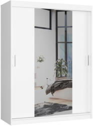AKORD CLP Tolóajtós Gardróbszekrény Tükörrel Fehér 150 cm