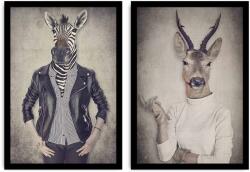 Zebra és Szarvas Kép Szett - 2 db, 35x50 cm, Modern Stílus
