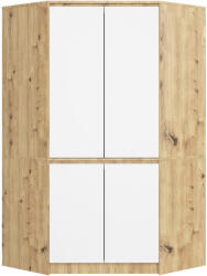 AKORD CLP Sarok Ruhásszekrény Artisan Tölgy Fehér 4-ajtós
