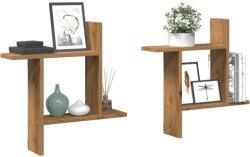 Bútor-market 2 db kézműves tölgy színű szerelt fa fali polc 50 x 12 x 50 cm