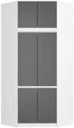 AKORD CLP Sarok Ruhásszekrény Felső Szekrénnyel Fehér Szürke 235 cm