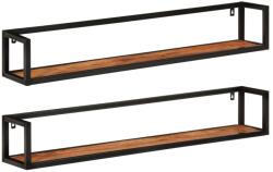Bútor-market 2 db tömör akácfa és vas fali polc 110 x 17 x 17 cm